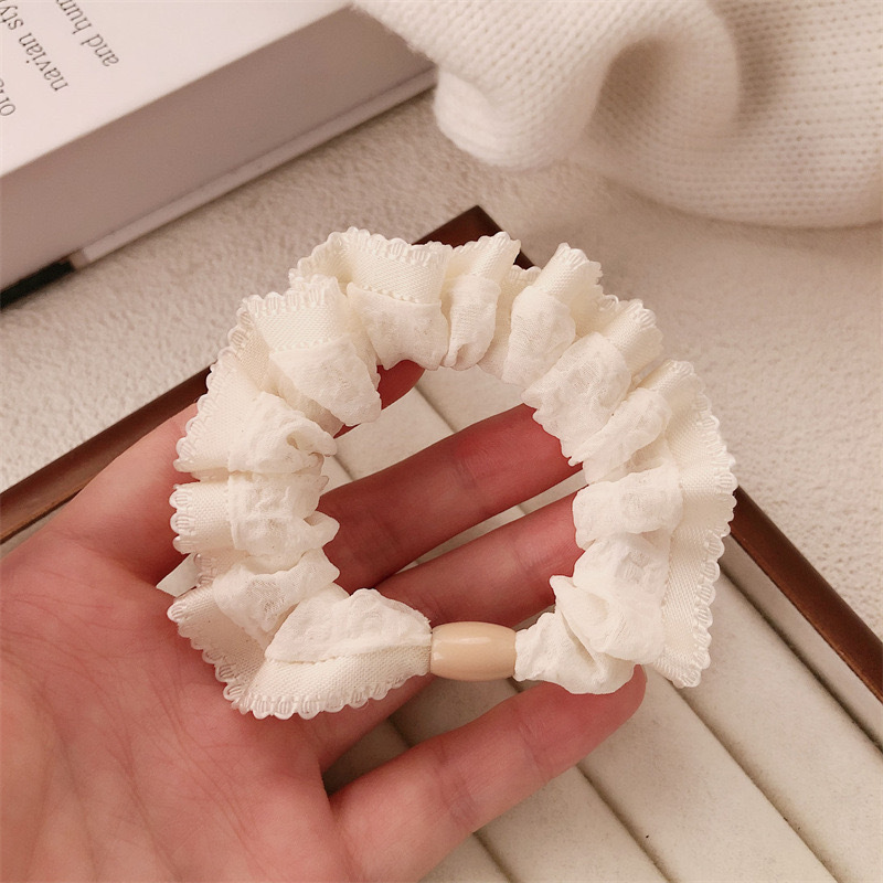 フレンチレトロな黒と白の水玉模様のビーズヘアゴム、新しいスタイル、高級気質のヘッドバンド、高弾性ゴムバンド|undefined