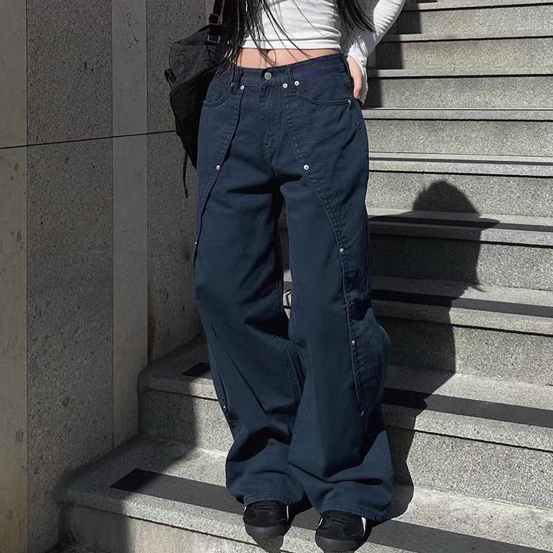 美式高街直筒休闲裤子潮流ins宽松阔腿休闲裤男款秋季潮牌伐木裤|undefined