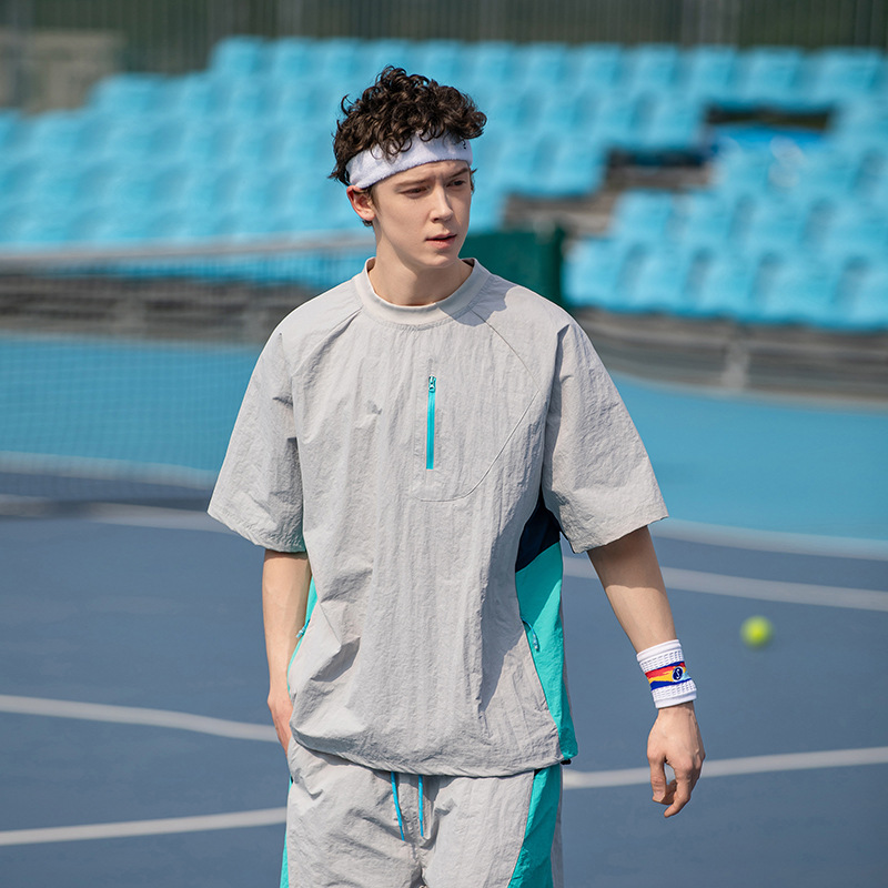 High-End Sports Quick-Drying Suit, Lightweight T-Shirt, Men's Short-Sleeved Summer New Youth Fashion Splicing Loose Top