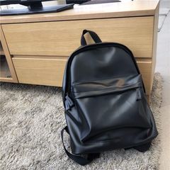 ins学生简约纯色PU双肩包高中生书包女学生韩版简约百搭旅行背包
