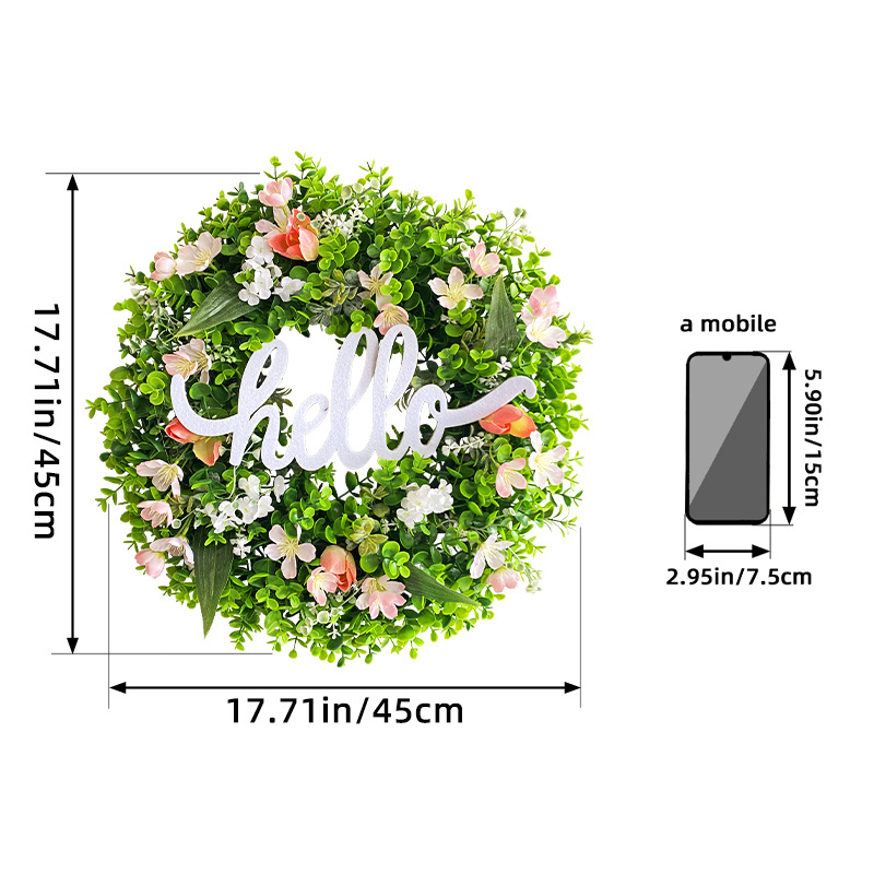 Carta de eucalipto primavera transfronteriza guirnalda al por mayor Hola Puerta de bienvenida colgando guirnalda accesorios de diseño de escena de fiesta