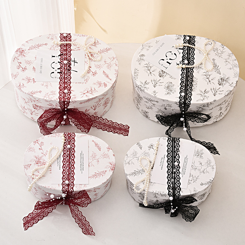 Caja de Regalo Ovalada Estilo Francés para el Día de Año Nuevo y el Festival de Primavera, Caja de Regalo Creativa, Caja de Regalo para el Cumpleaños de un Mejor Amigo, Caja de Embalaje para Repostería