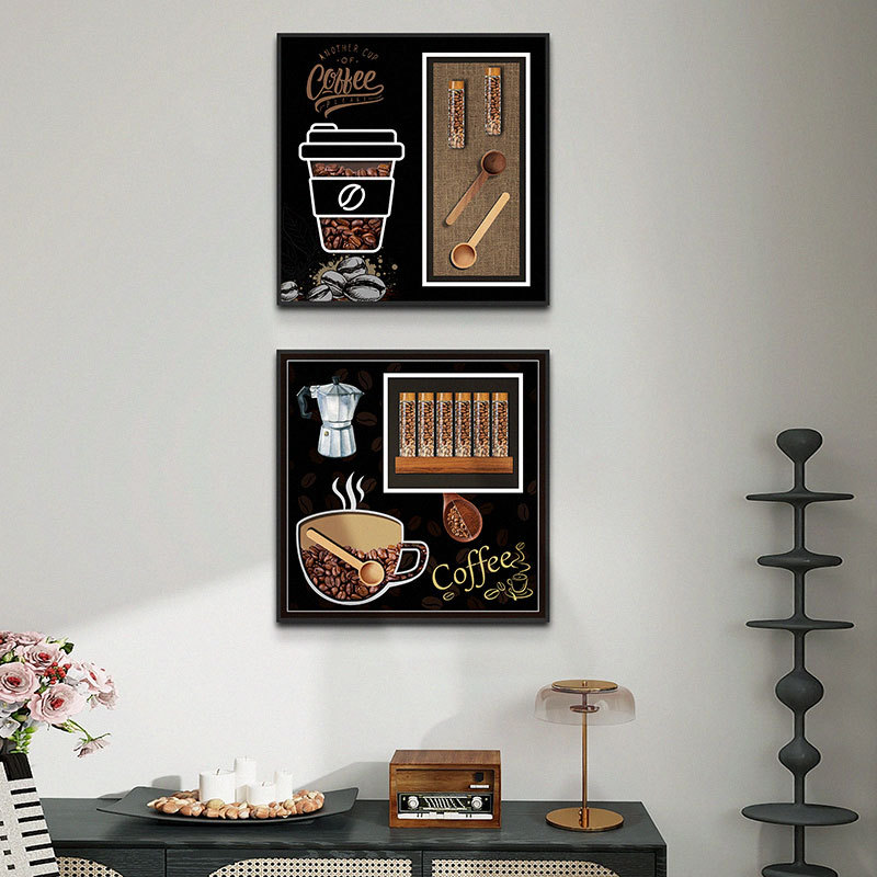 Café Pintura decorativa tridimensional Restaurante Comedor Café Restaurante Pintura colgante Moda Mural físico Comercio electrónico transfronterizo Pintura especial