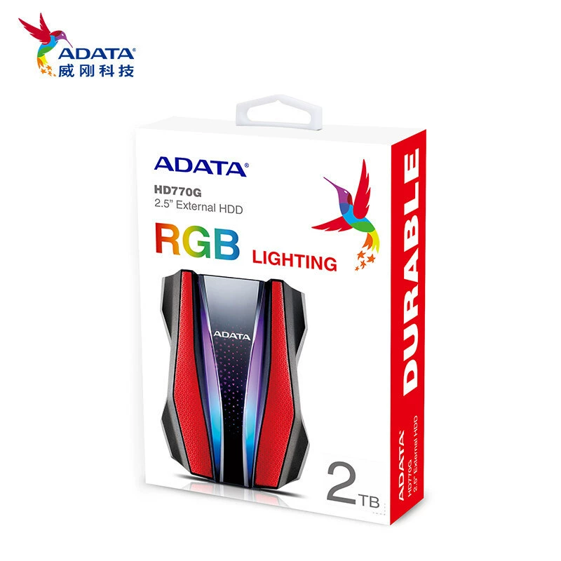 ADATA 1 ТБ 2 ТБ внешний жесткий диск HD770G пылезащитный водонепроницаемый RGB яркий