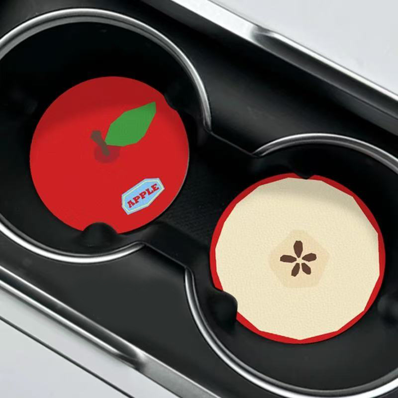 Pingping an'An Car Cup Holder, High-Quality Heat Insulation Pad, Coffee Mat, Creative and Interesting Car Accessory, Leather Water Cup Mat