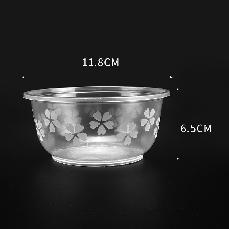 Bowl de sopa de comida desechable, caja de almuerzo de envasado de alimentos, plástico PP tallado, espesado, tazón de aluminio transparente