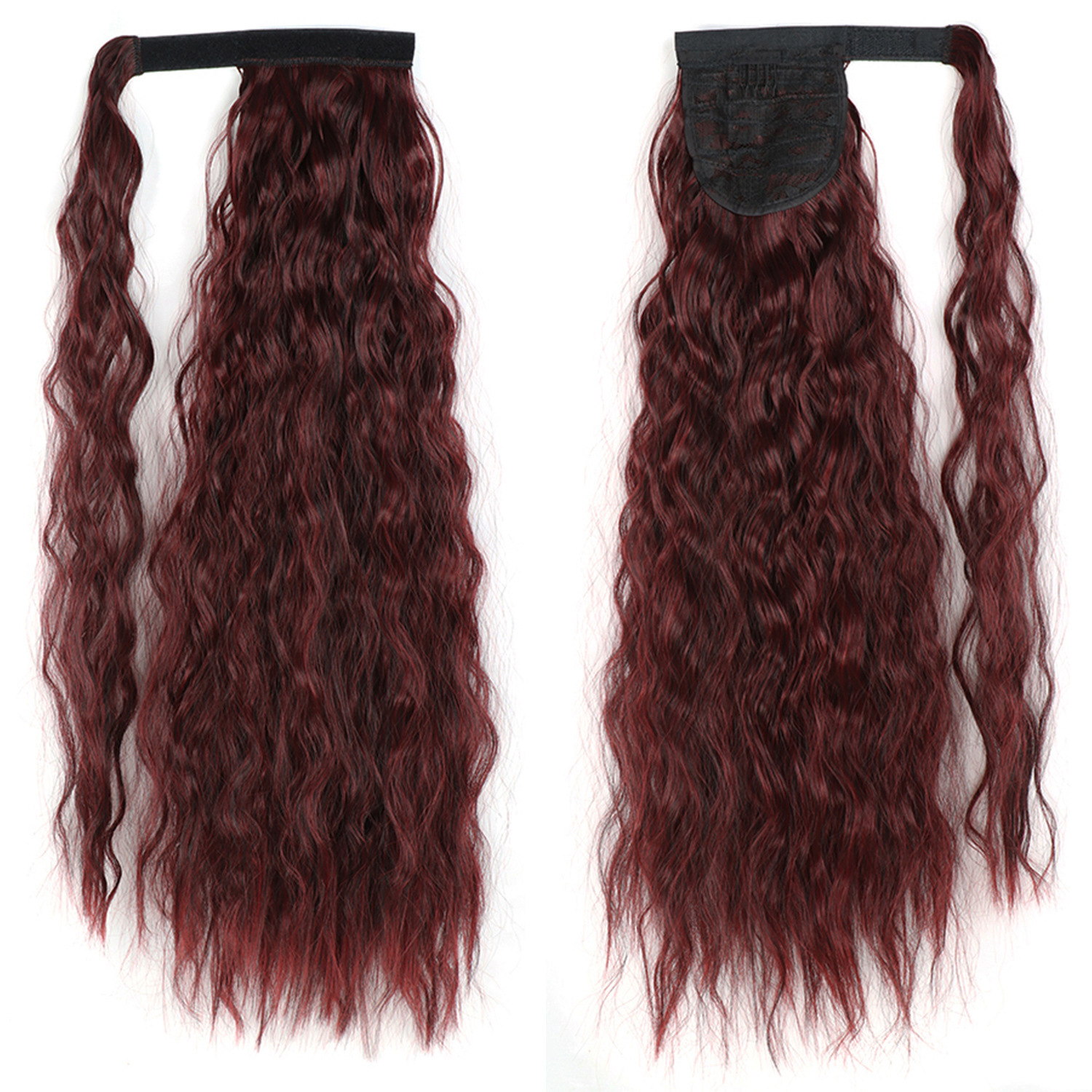 55CM seda europea y americana de alta temperatura velcro de maíz velcro de cabello largo rizado agua cola de caballo pelucas onduladas