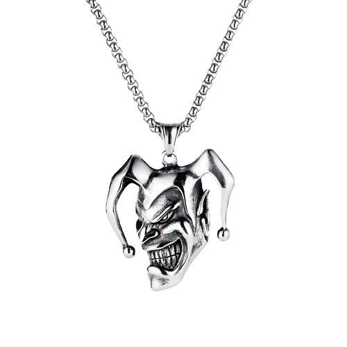  European and American Cross-border Accessory Clown Smile Necklace Stainless Steel Pendant Men Retro Trend Brand Titanium Steel Accessory