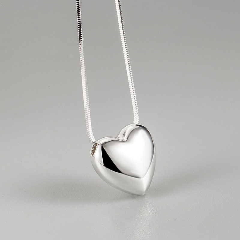 European and American 925 sterling silver big heart necklace fashion clavicle chainpicture2