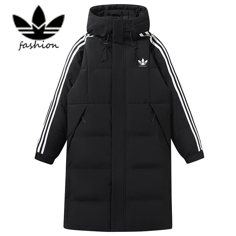 Cross-Border Men's Clothing 2025 Winter Mid-Length down Jacket Men's Thickened Hooded White Duck down Couple's Top Coat Women's