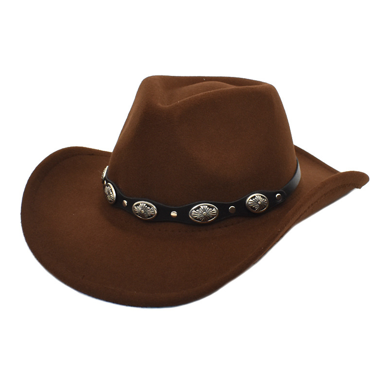 Unisex Cowboy-stil Einfarbig Flache Traufen Fedora-hut display picture 6