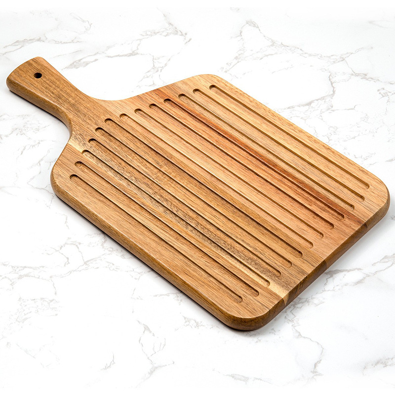 Junta de corte de madera con mango corriente lavabo tablero de pizza de filete multifuncional tablero de corte de verduras casero plato de queso pan