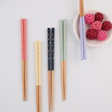家用餐具防霉防滑筷子实木日式贴花筷子无蜡防潮竹制小碎花筷子