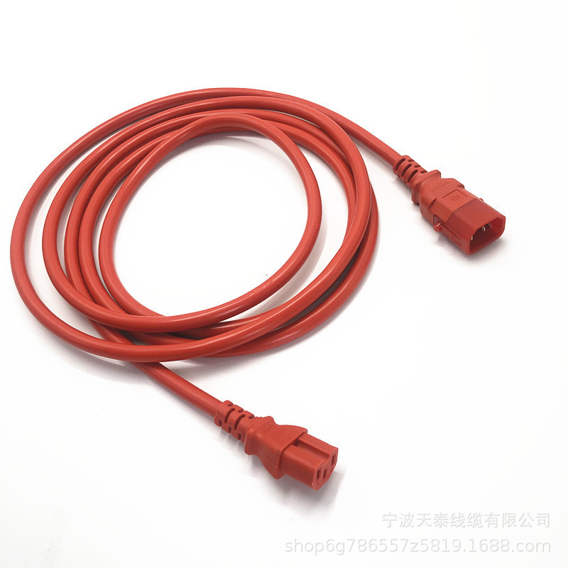 供应欧规电源线IEC连接器 带锁C14转C15服务器10A250V公母延长线
