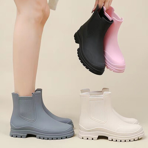 Women's Fashion Chelsea Short Boots Rain Boots TPE Waterproof Slip-Resistant Rain Shoes for Adults - Versatile and Stylish