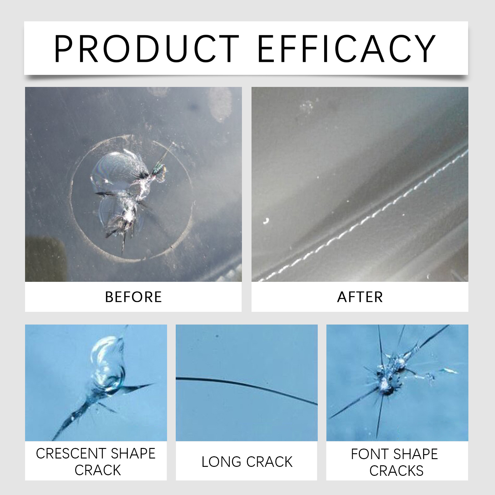 Homonth Car Windshield Care Three-Piece Set Crack Repair Cleaning Renovation Maintenance Protection Kit