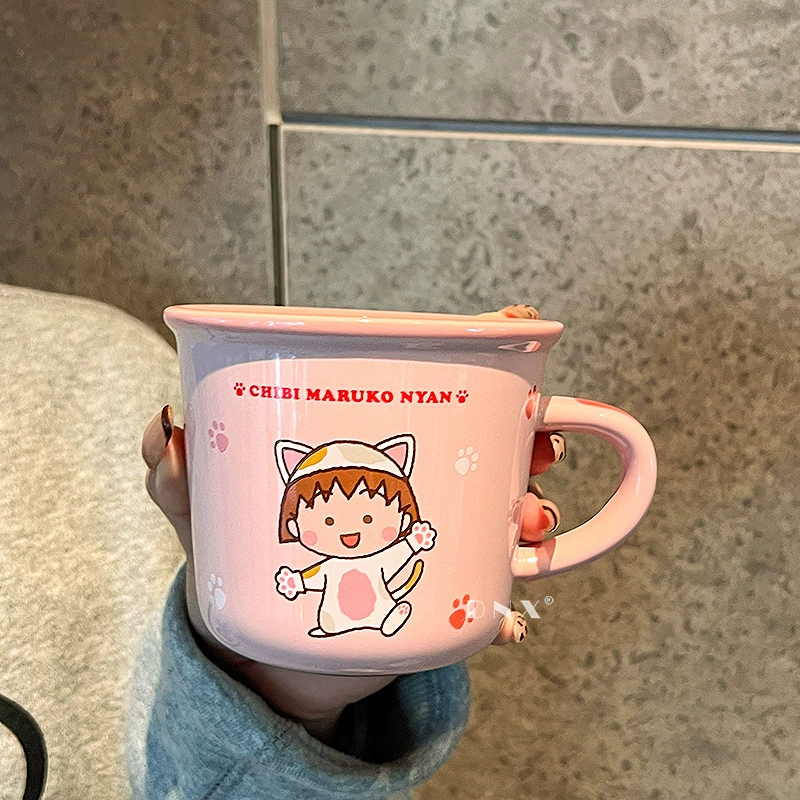 Кружка Chibi Maruko-chan, симпатичная кружка для девочек для домашнего завтрака, офисный милый подарок, керамическая кружка