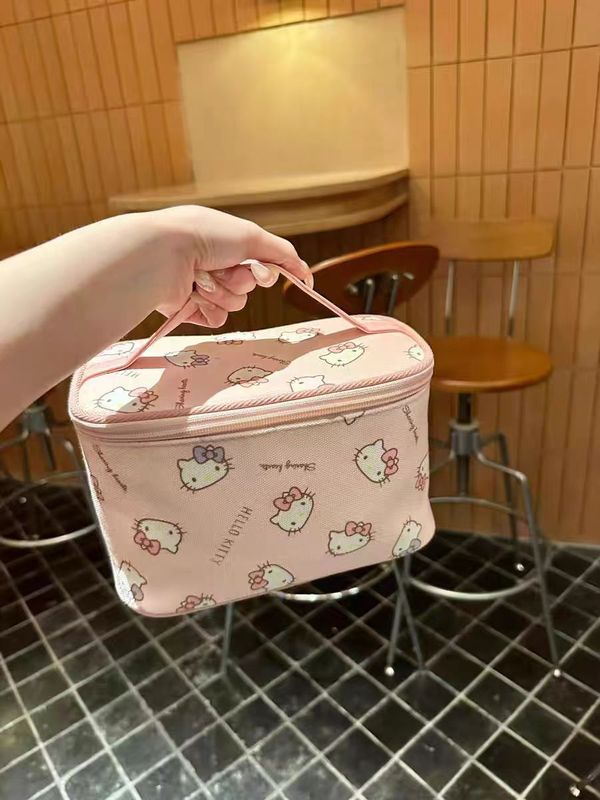 新しいキティかわいい大容量ポータブル収納ハンドバッグ旅行外出洗濯立体化粧品バッグ|undefined