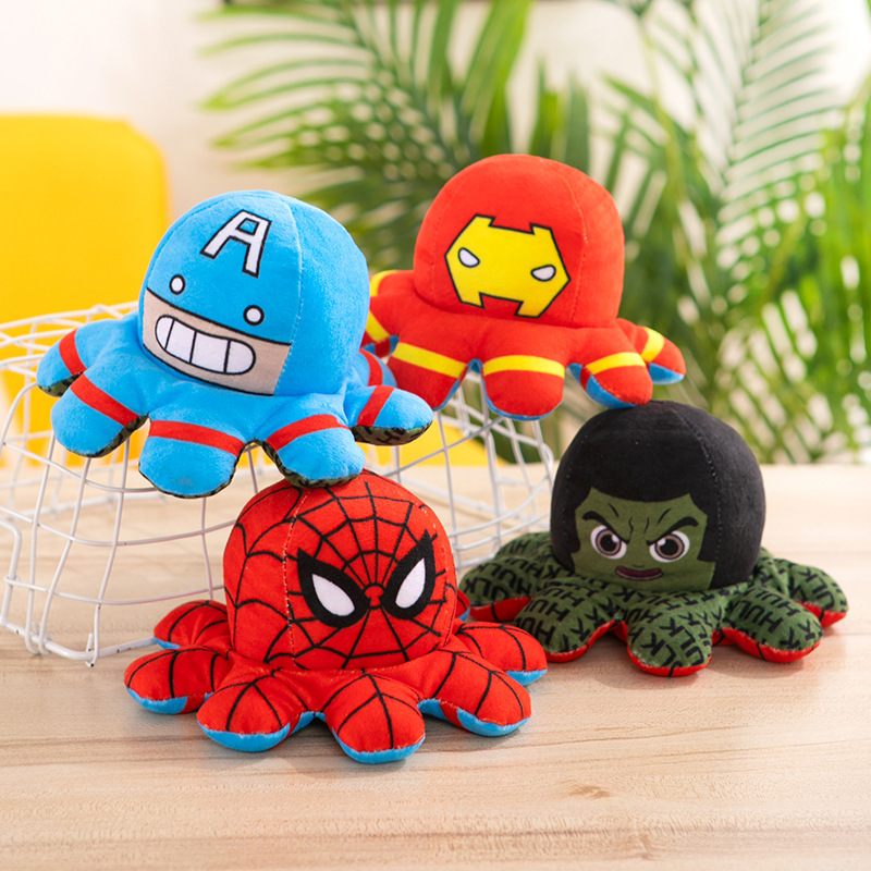Flip Octopus Spider-Man Captain America Hulk Iron Man Stuffed Toy Doll Marvel Animation Vacuum Flip Octopus Spider-Man Captain America Hulk Iron Man Stuffed Toy Doll Marvel Animation Vacuum