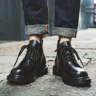 Martin Boots Men's High-top British Style Korean Style Workwear Boots All-match Trendy Shoes Summer Breathable Mid-top Men's Boots Autumn Men's Shoes