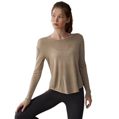 Women's Autumn Loose-Fitting Split-Edge Casual Sports Long-Sleeve Blouse | Running & Workout Top | Pilates Training Wear