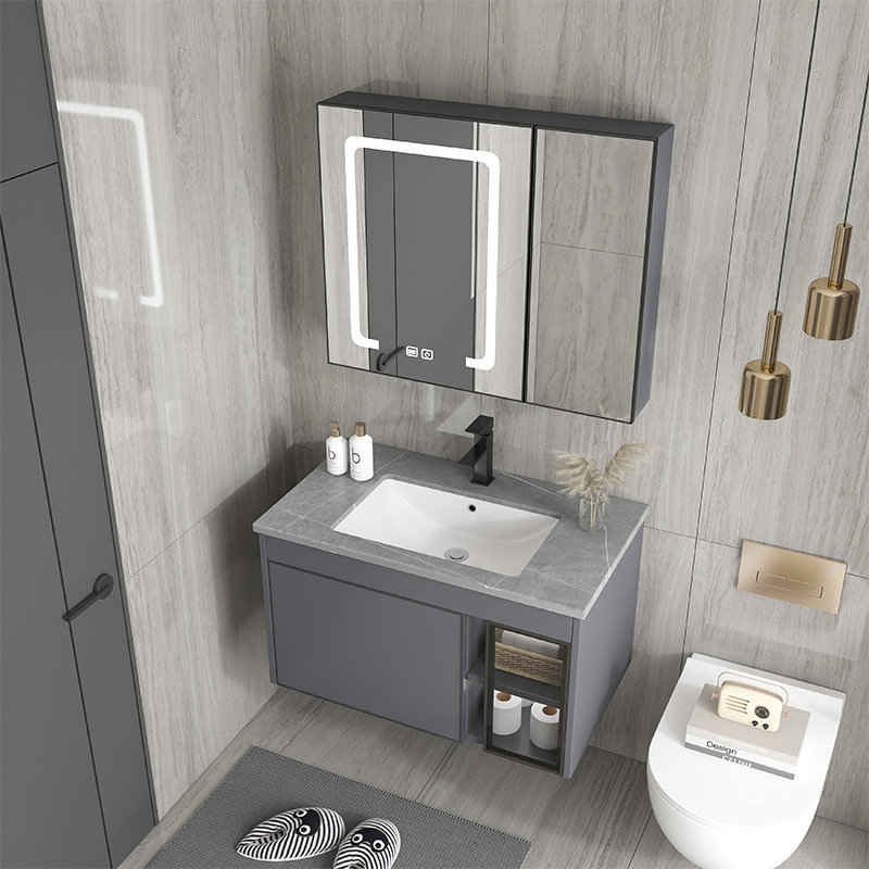 Gabinete de baño de aluminio de espacio de cerámica integrado baño Baño gabinete de baño lavabo combinación de lavabo