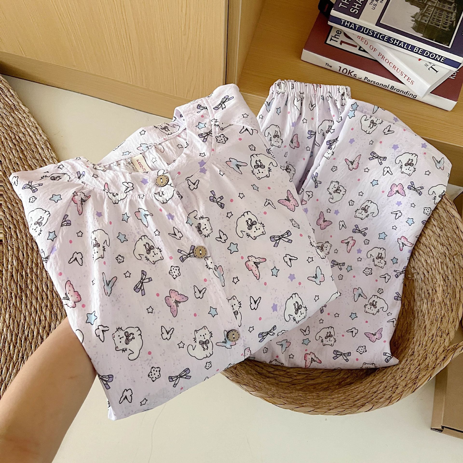Nube de algodón de doble cuello largo pijama de encaje para mujeres otoño caricatura de manga larga juvenil alta sensación conjunto de ropa de hogar