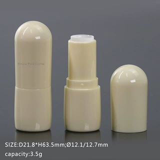 亮面珠光白色小胖丁口红空管唇膏矮胖迷你小样圆形12.1mm工厂订制