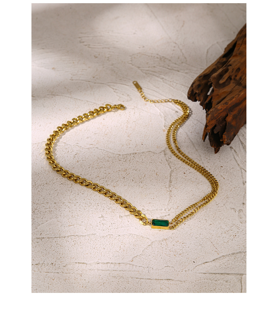 Women'S Gender Wholesale Jewelry Fashion Geometric 304 Stainless Steel Artificial Rhinestones 18K Gold Plated Plating Stainless Steel Necklaces