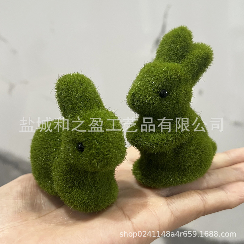 Easter Bunny Green Foam Flocking Simulated Three-Dimensional Moss Rabbit Craft Ornament Garden Decoration Easter Bunny Green Foam Flocking Simulated Three-Dimensional Moss Rabbit Craft Ornament Garden Decoration