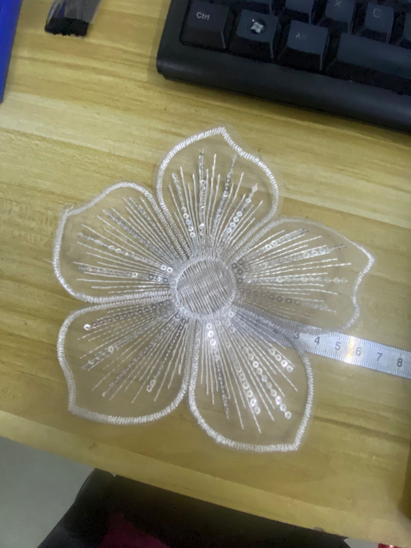 스팽글 플라워 화이트 15cm