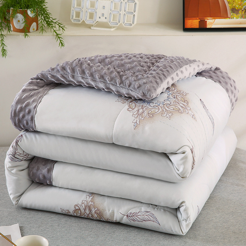 Edredón de algodón lavado versión europea, edredón de terciopelo de leche para primavera y otoño, edredón cálido de invierno con forro polar, relleno de fibra de soja, engrosado para mayor calidez.