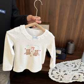 女宝宝可爱波点长袖T恤女春装2025新款女童超软中小童打底衫上衣
