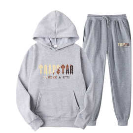 跨境TRAPSTAR字母印花男女款运动衫套装连帽衫抓绒卫衣男百搭秋