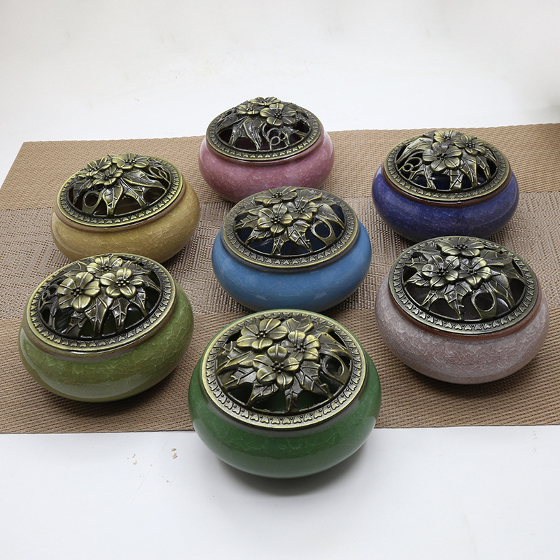 盘香炉家用蚊香盘托摆件室内熏香沉香安神檀香艾草创意陶瓷薰香炉