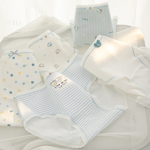 Category A baby cotton ladies cartoon girl underwear women's mid-waist breathable cotton antibacterial crotch bag buttocks student briefs