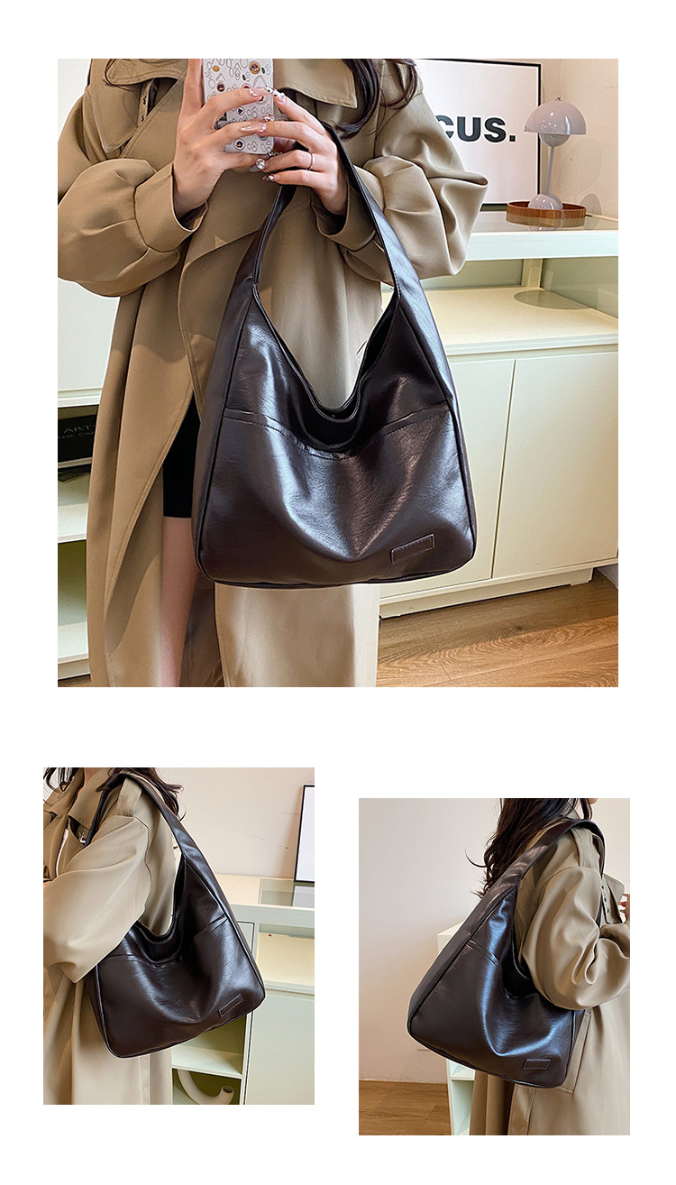 Large-capacity female 2024 new autumn and winter soft leather bucket bag, commuter tote bag, college student class single-shoulder bag undefined