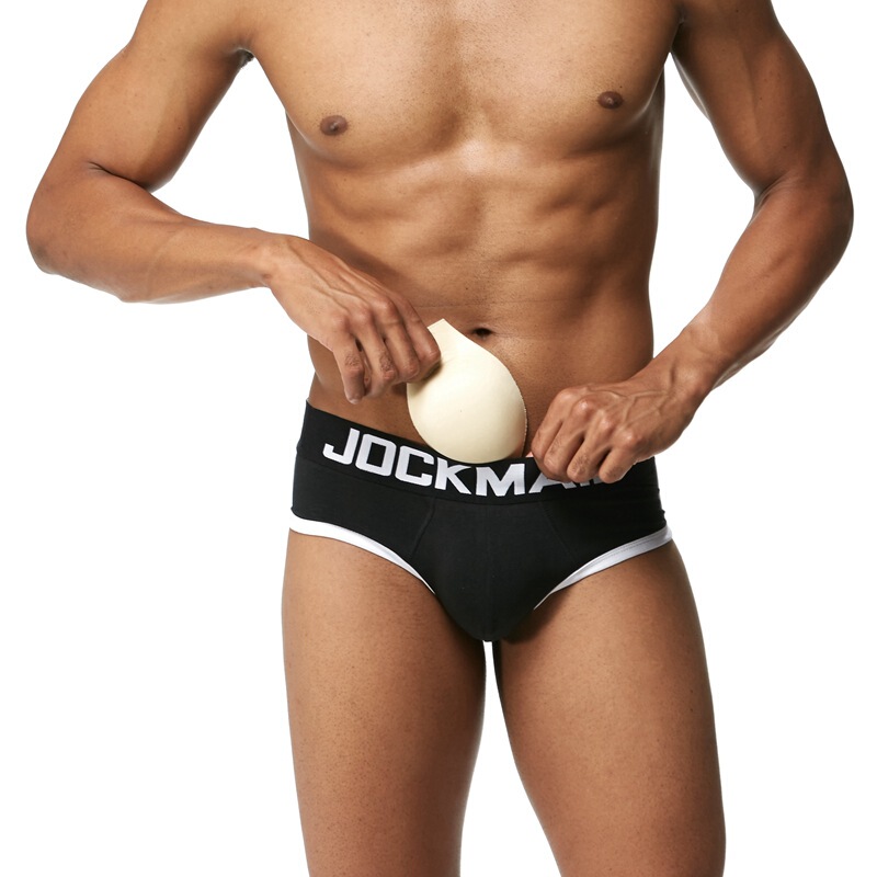Men's Underwear with Front and Rear Cups to Lift and Enhance the Appearance of the Buttocks, Men's Briefs with Removable Sponge Pads on the Front and Back Men's Underwear with Front and Rear Cups to Lift and Enhance the Appearance of the Buttocks, Men's Briefs with Removable Sponge Pads on the Front and Back