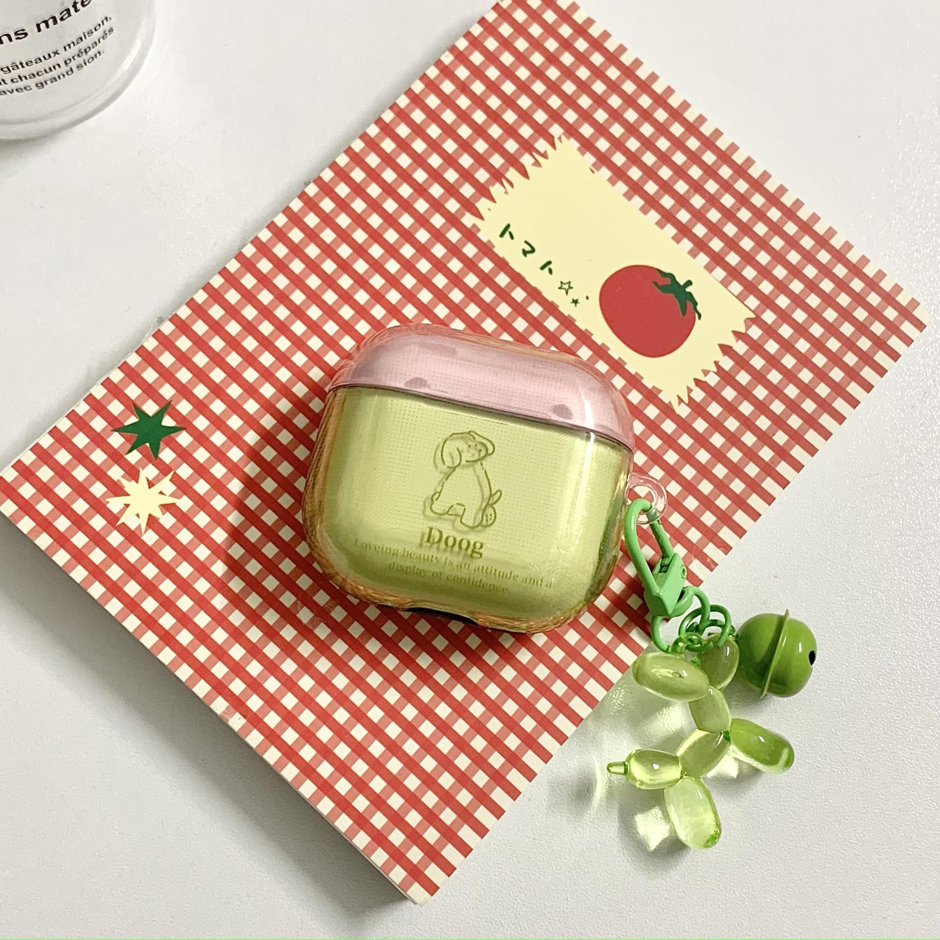 Pequeño cachorro verde fresco y semitransparente para auriculares AirPods pro2 4 generación nuevo colgante de Apple 1/2 generación