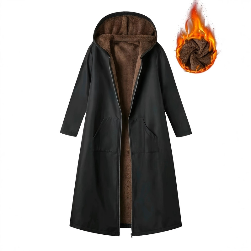 Amazon 2025 Autumn and Winter British Style Fleece-Lined Thickened Hooded Long Women's Warm Coat Amazon 2025 Autumn and Winter British Style Fleece-Lined Thickened Hooded Long Women's Warm Coat