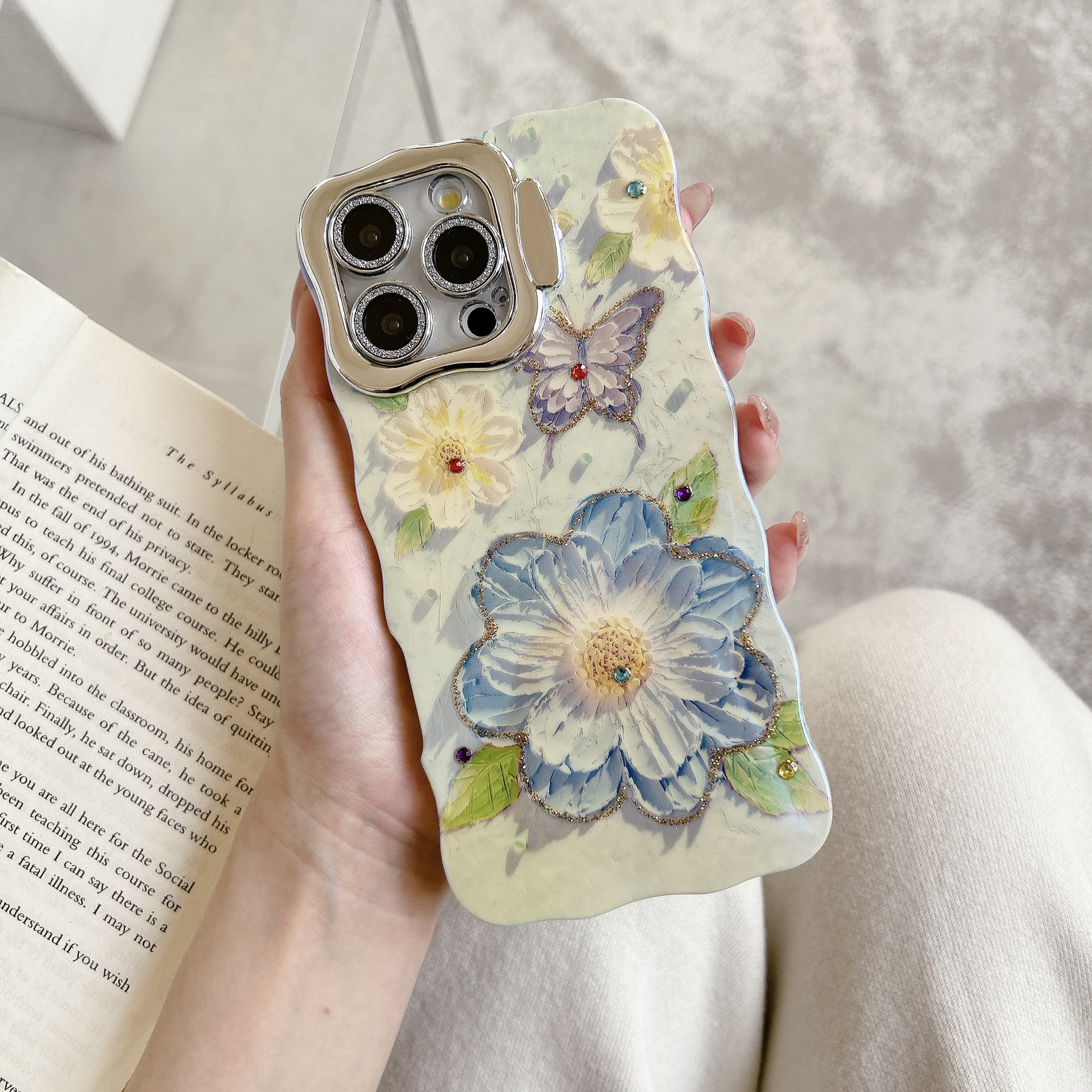 Flor de pintura al óleo de fantasía para Apple 16ProMax funda para teléfono móvil 15Pro Pareja 14/13 Red neta 15ProMax