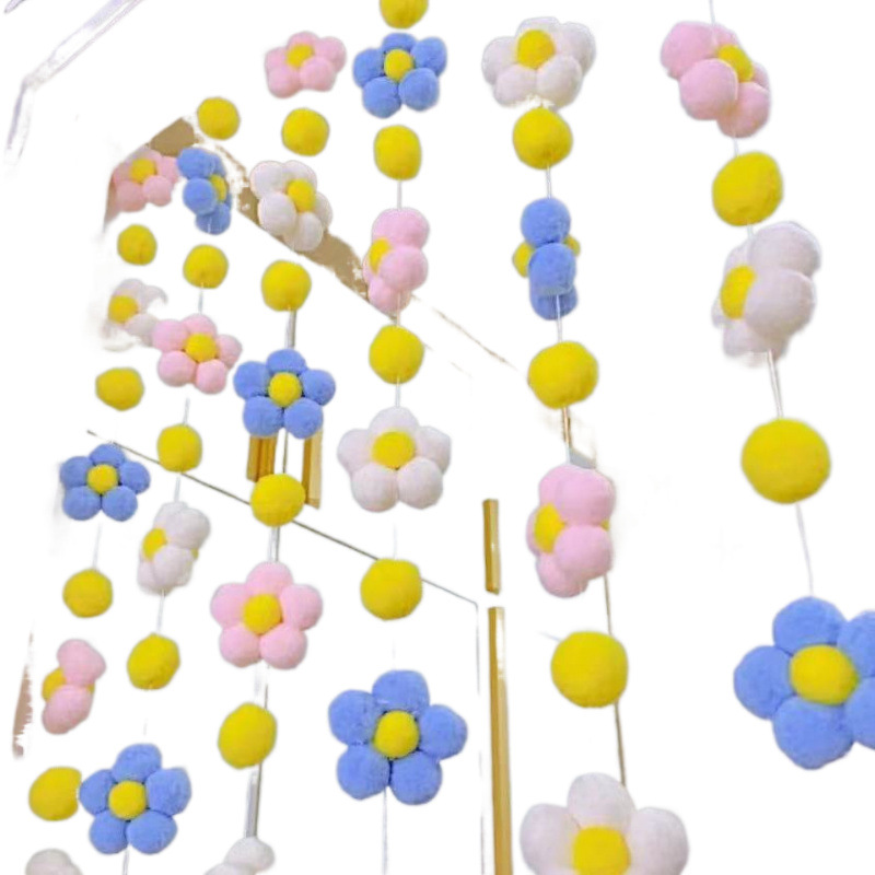 유치원 장식 모피 공 DIY 귀여운 꽃 커튼 창조적 인 어린이 부모-자식 뜨개질 재료 가방 바느질