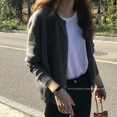 韩版毛衣外套女慵懒风黑色针织衫空调开衫外穿上衣2025春秋装新款