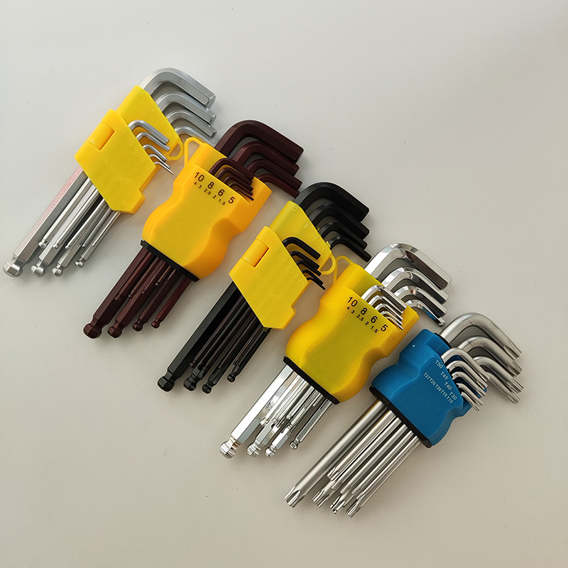 S2发红球头内六角扳手9件套梅花内六角螺丝刀L发黑加硬内六角扳手