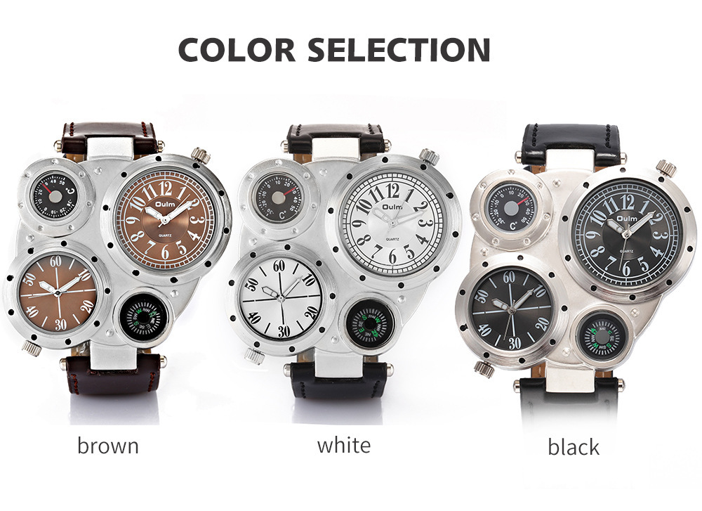 110g Weight Streetwear Compass Solid Color Buckle Belt Leather Strap Quartz Watch