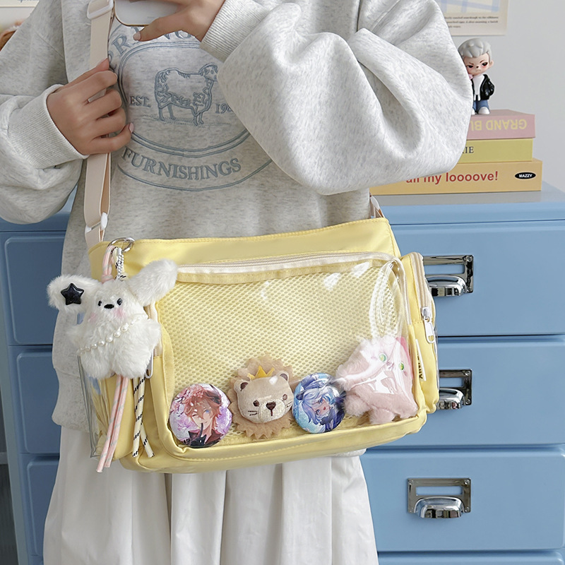 Solid Color Anime-Style Crossbody Bag, Japanese-Style Large-Capacity Versatile Shoulder Bag, Badge Holder, Ita Bag, Doll Bag