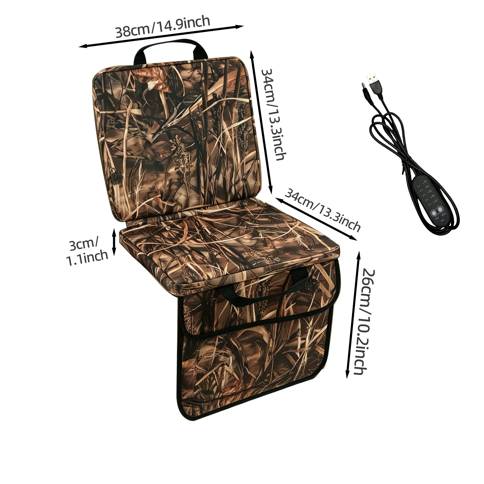 Cojín de asiento con calefacción USB para acampar, uso al aire libre, gradas de estadios, tapete de pesca portátil y grueso. image 4