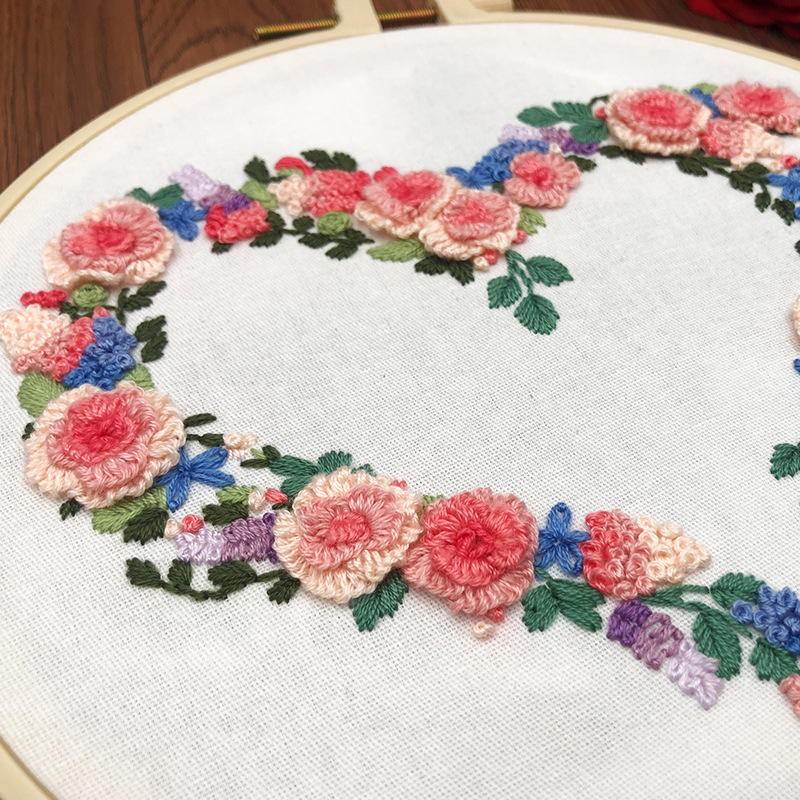 Cero Fundación auto-bordado principiante introducción bricolaje bordado hecho a mano simple amor fácil material de bordado paquete de materiales de enseñanza de inglés