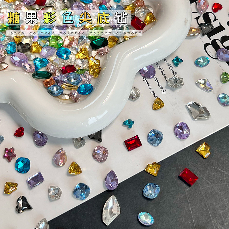 Candy Soda Nail Art Rhinestones Mixed Pack Water Drop Mahjong Pointed Bottom Rhinestones Colorful Irregular Rhinestones Assorted K9 Nail Rhinestones Candy Soda Nail Art Rhinestones Mixed Pack Water Drop Mahjong Pointed Bottom Rhinestones Colorful Irregular Rhinestones Assorted K9 Nail Rhinestones