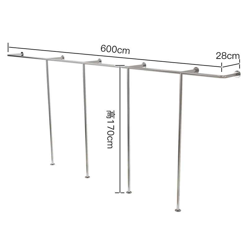 실버 스테인레스 스틸 바닥 스탠딩 T 자형 길이 600CM 높이 170CM